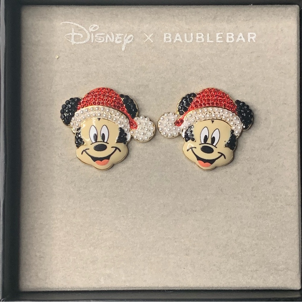 Disney X BaubleBar Santa Mickey Christmas Holiday Earrings